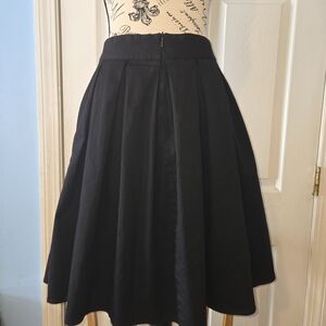 Black Pleated A-Line Skirt With Pockets